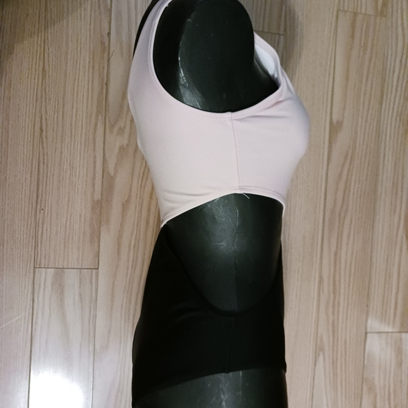 Womens cut out one piece one shoulder Pink and black Swimsuit - Picture 2 of 3